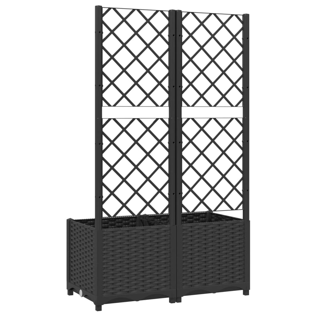 Garten-Pflanzgefäß mit Spalier Schwarz 80 x 40 x 136 cm PP
