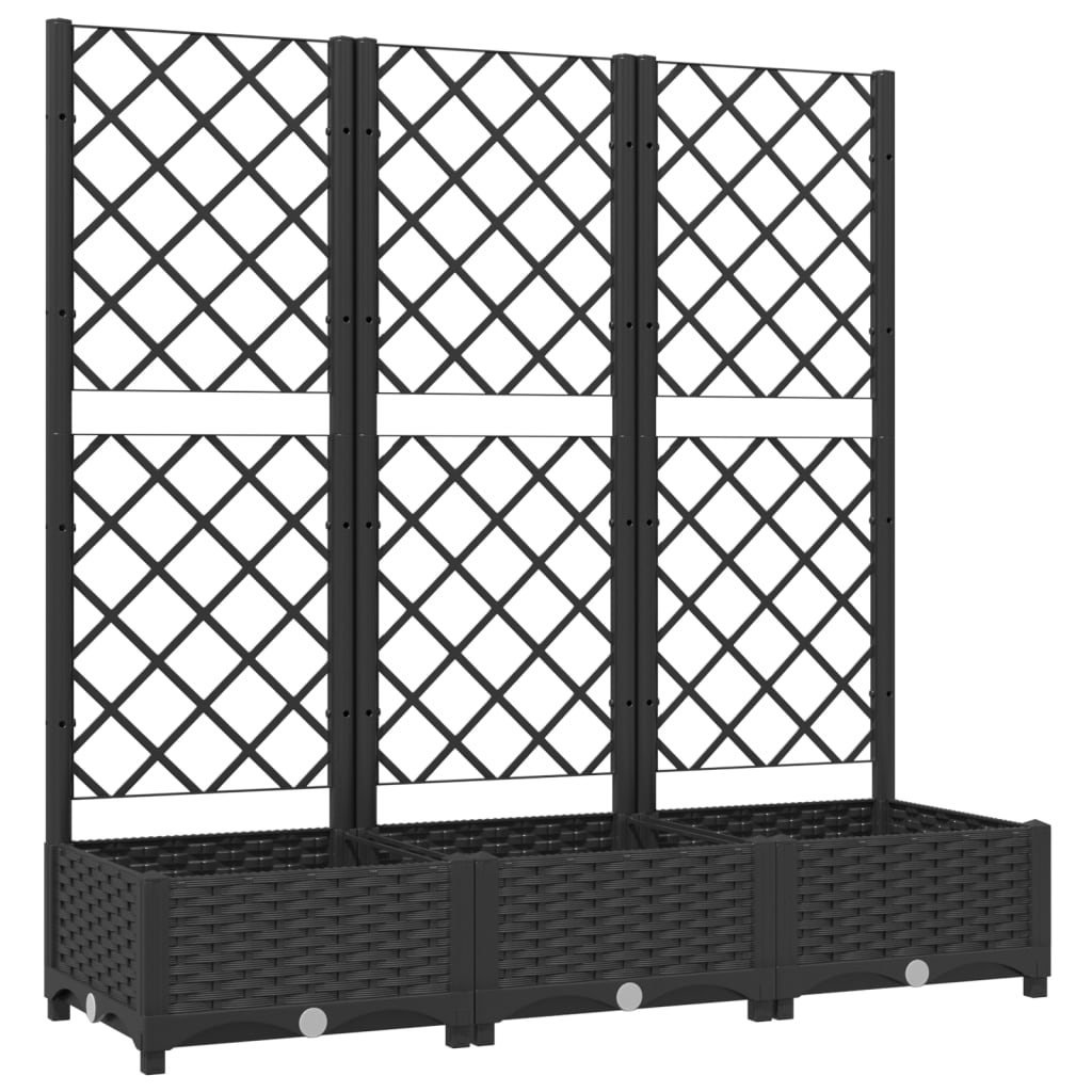 Garten-Pflanzgefäß mit Spalier Schwarz 120 x 40 x 121,5 cm PP