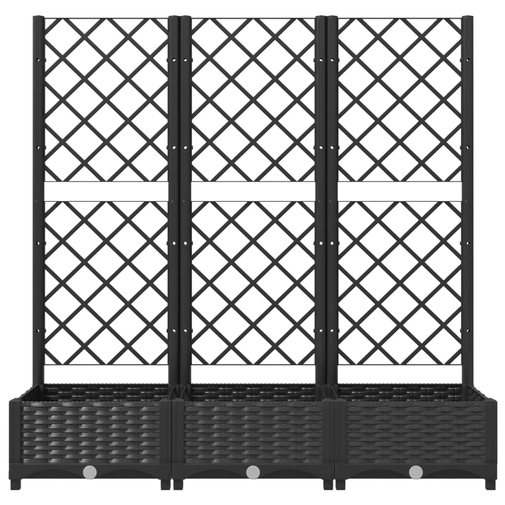 Garten-Pflanzgefäß mit Spalier Schwarz 120 x 40 x 121,5 cm PP