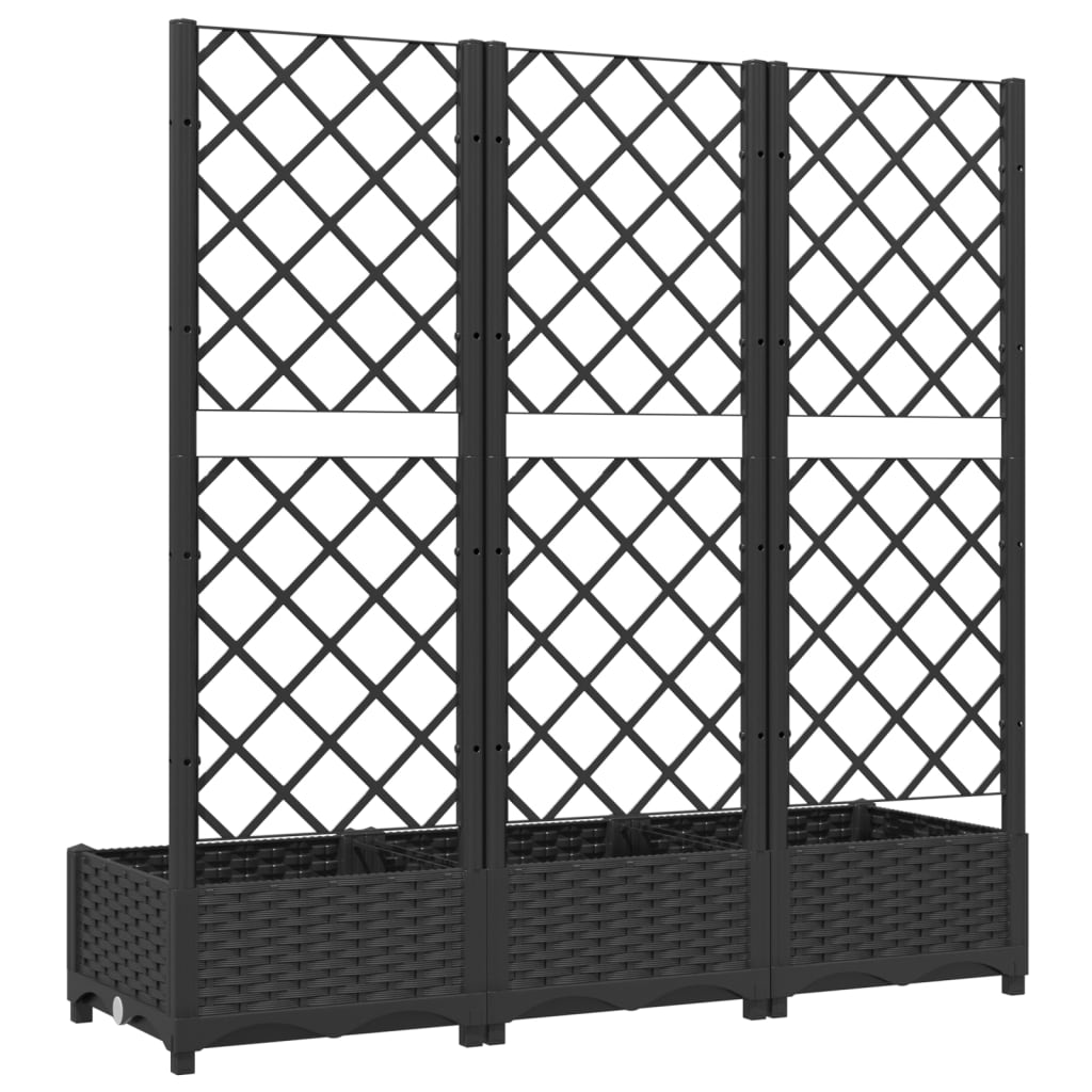 Garten-Pflanzgefäß mit Spalier Schwarz 120 x 40 x 121,5 cm PP