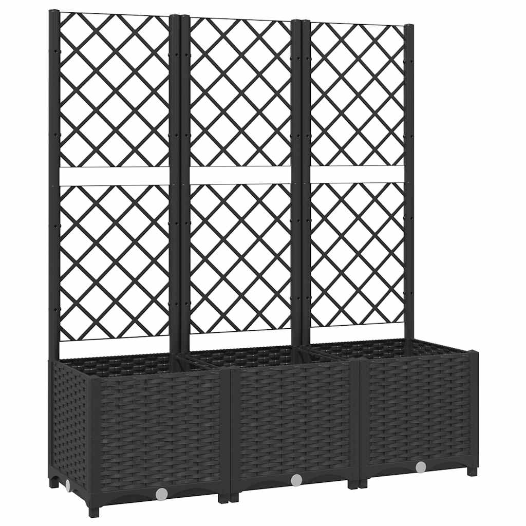 Garten-Pflanzgefäß mit Spalier Schwarz 120 x 40 x 136 cm PP