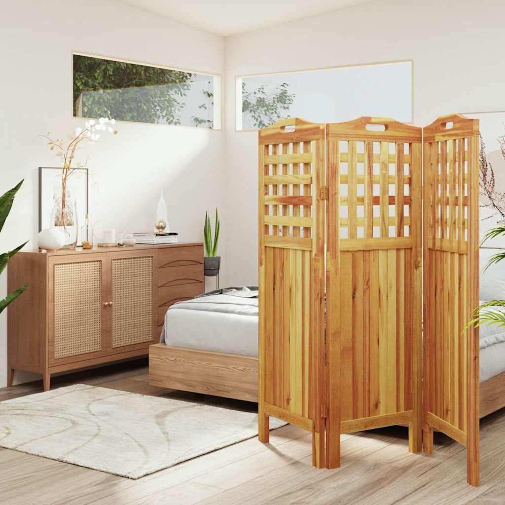 3-tlg. Paravent 121,5x2x115 cm Massivholz Akazie