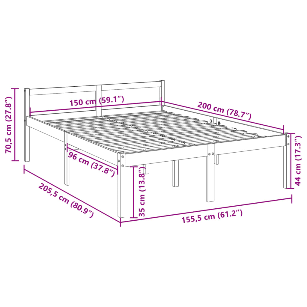 Seniorenbett 150x200 cm Massivholz Kiefer