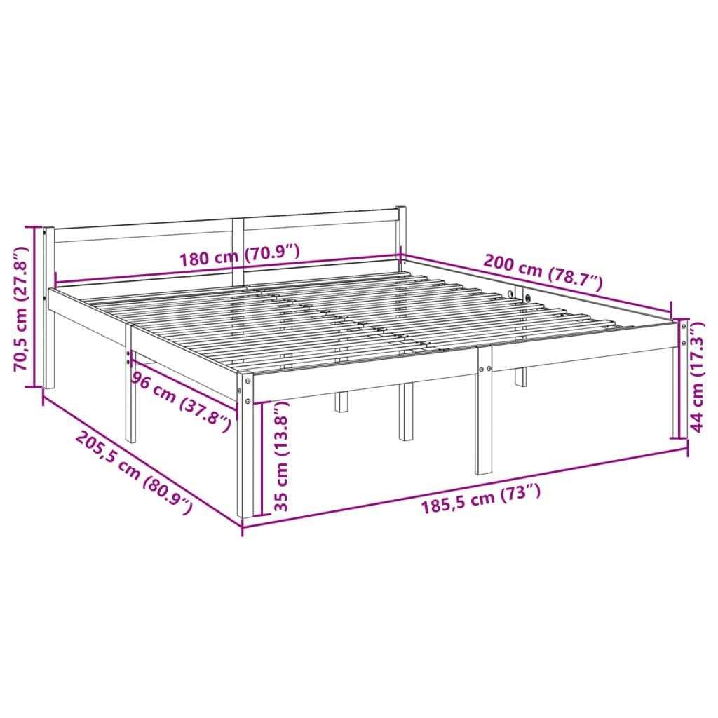 Seniorenbett 180x200 cm Massivholz Kiefer