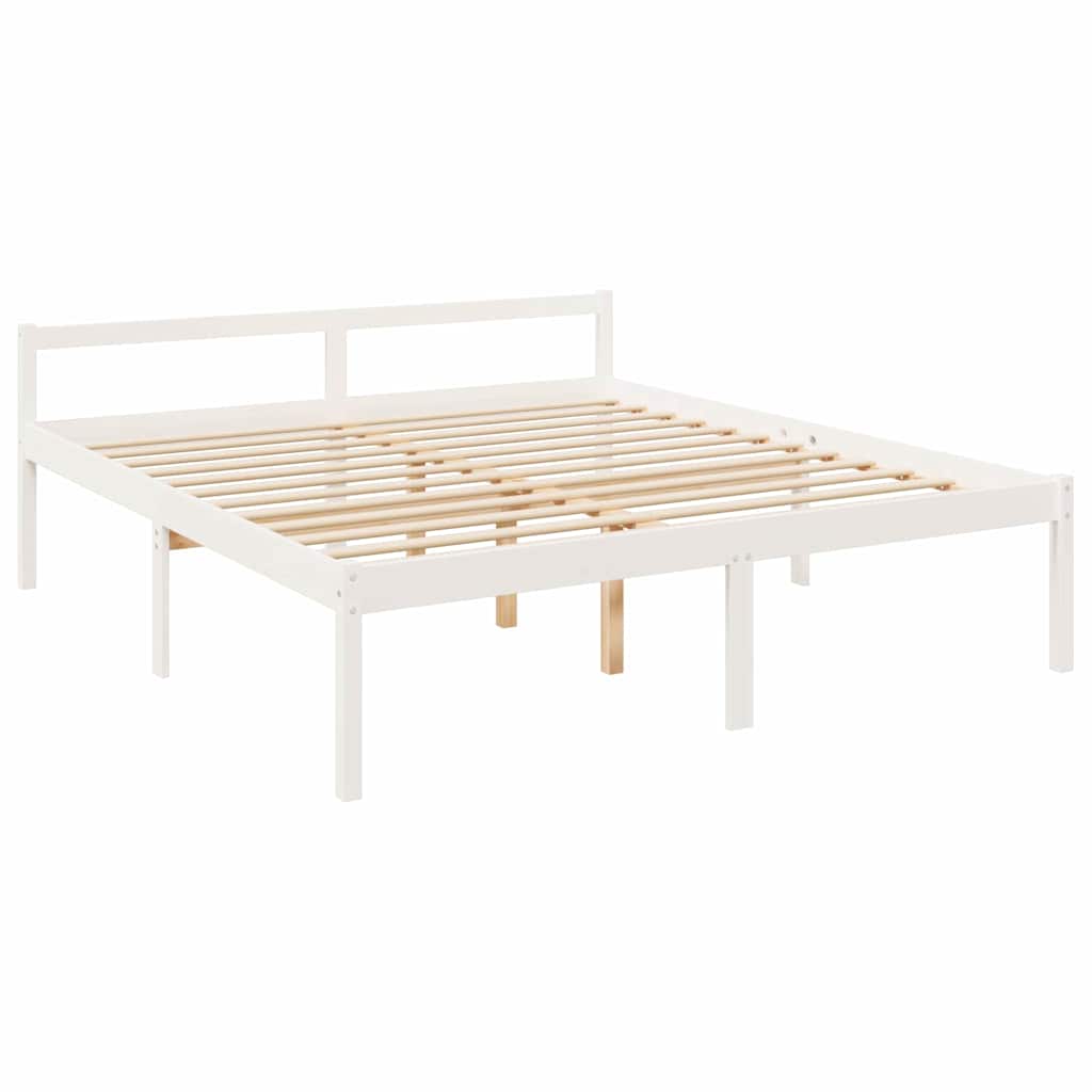 Seniorenbett Weiß 200x200 cm Massivholz Kiefer