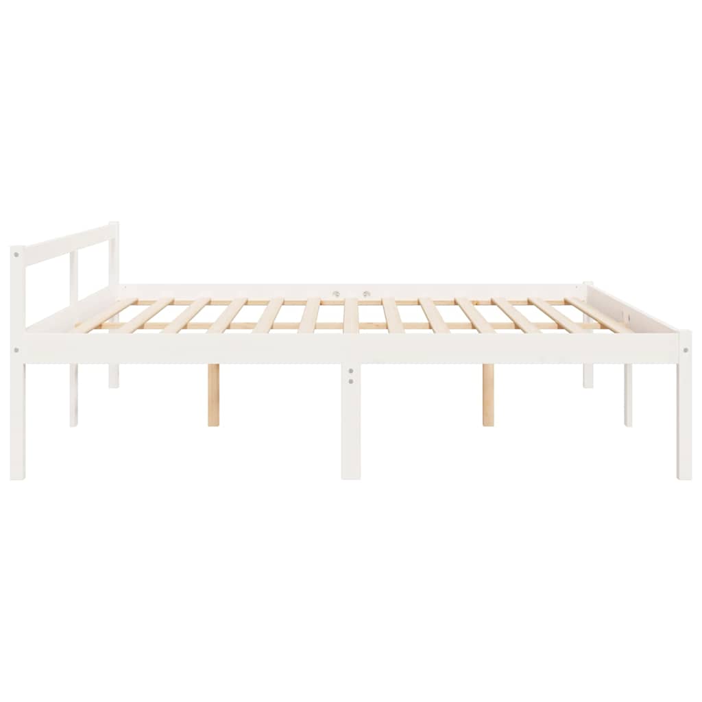 Seniorenbett Weiß 200x200 cm Massivholz Kiefer
