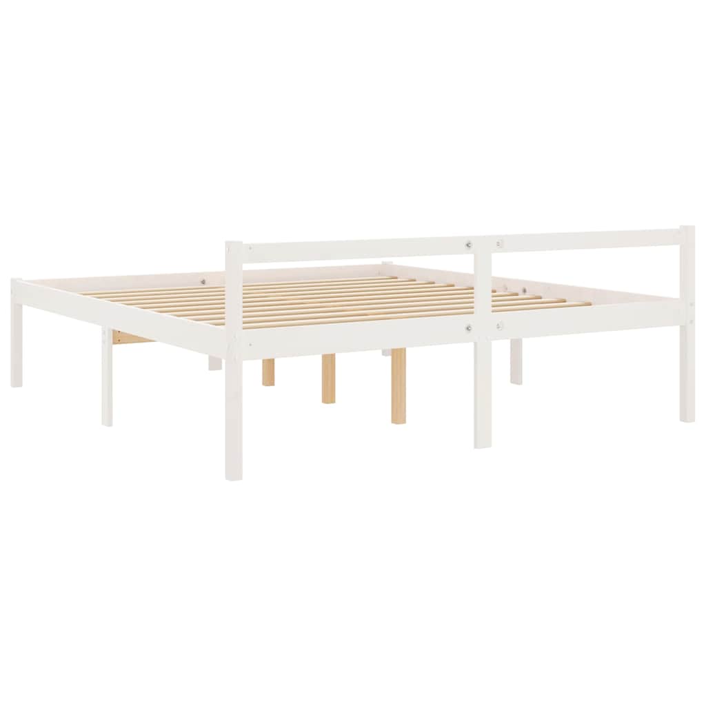 Seniorenbett Weiß 200x200 cm Massivholz Kiefer