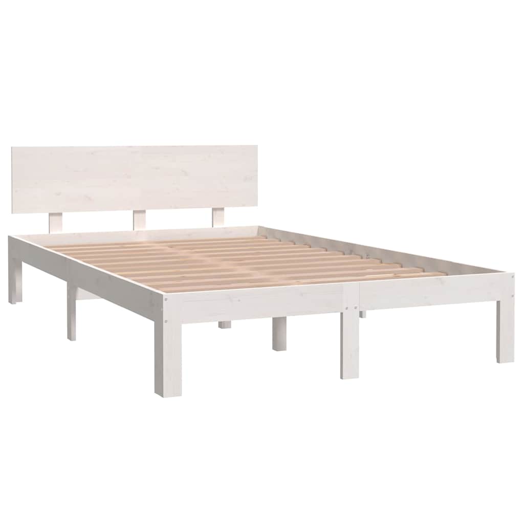 Massivholzbett ohne Matratze Weiß 120x200 cm Kiefernholz