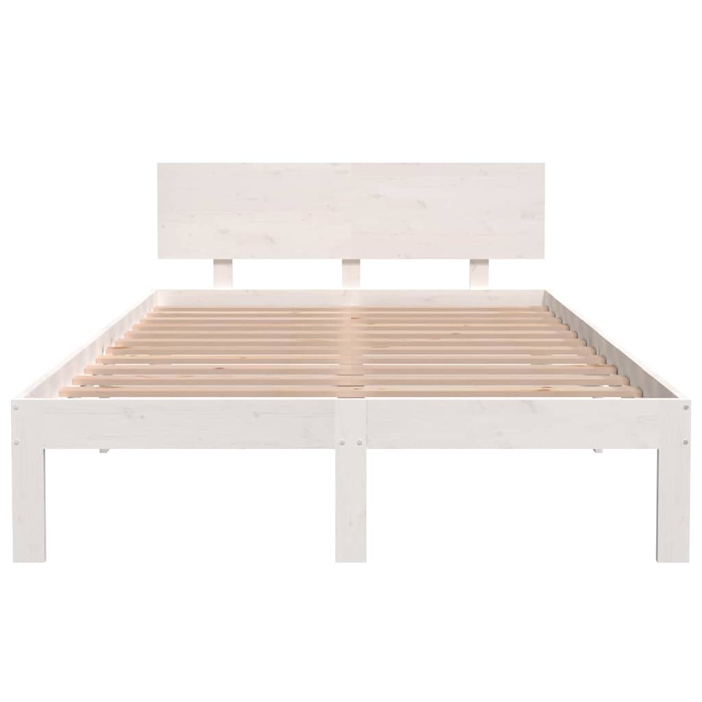 Massivholzbett ohne Matratze Weiß 120x200 cm Kiefernholz