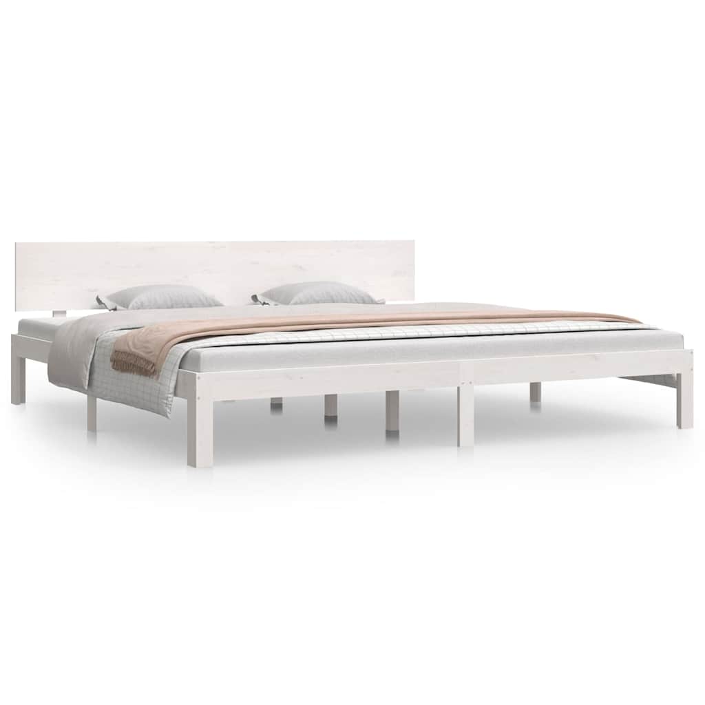 Bedframe massief grenenhout wit 200x200 cm