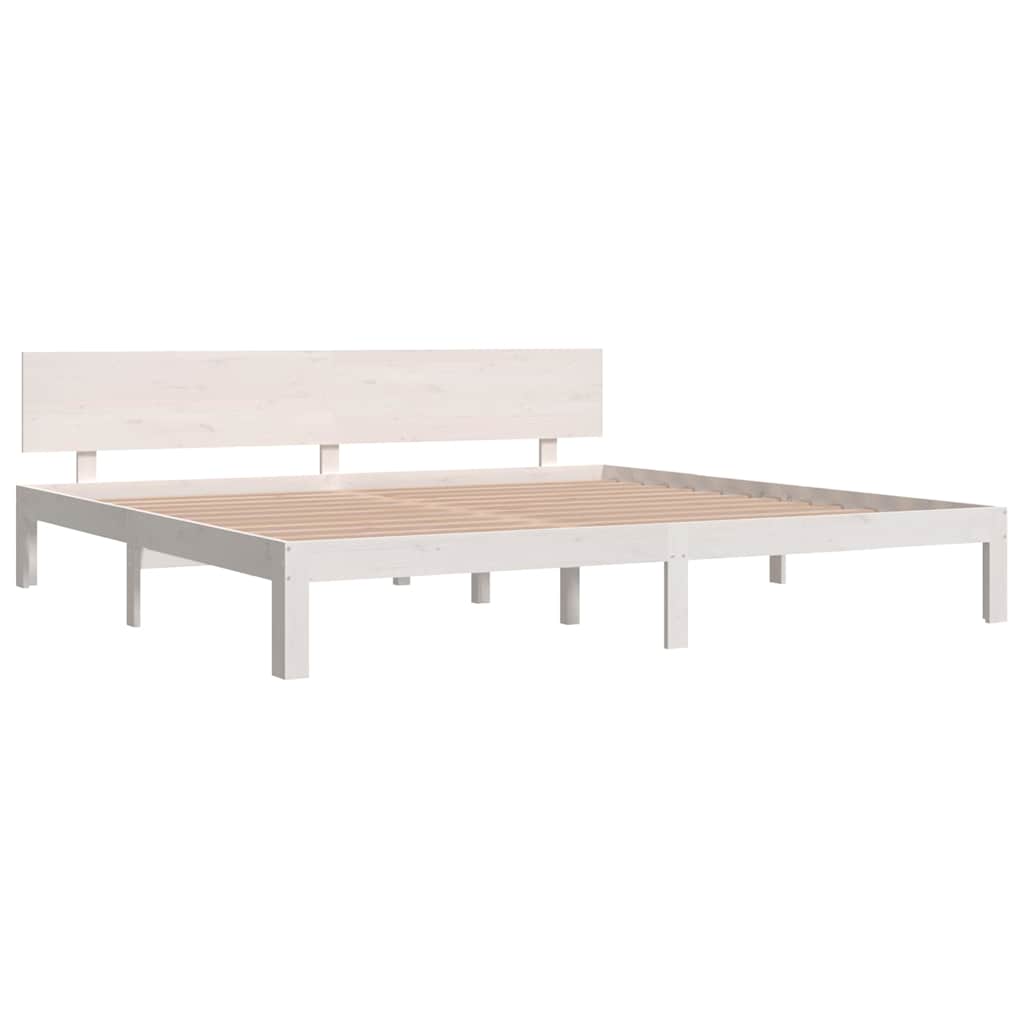 Bedframe massief grenenhout wit 200x200 cm