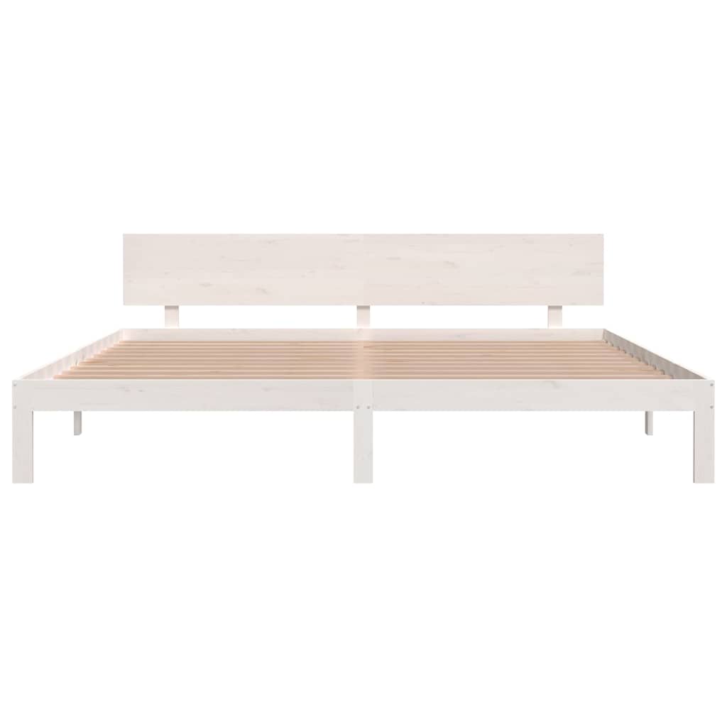 Bedframe massief grenenhout wit 200x200 cm