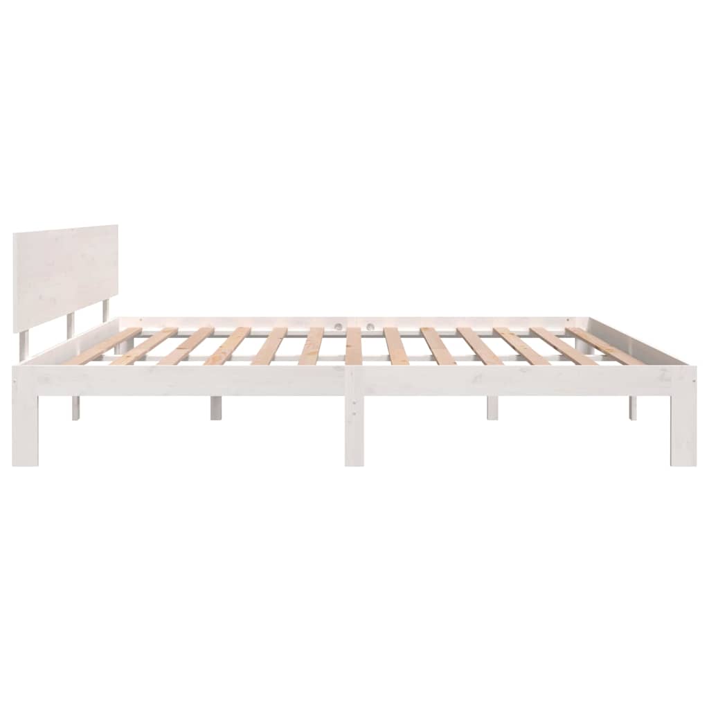 Bedframe massief grenenhout wit 200x200 cm
