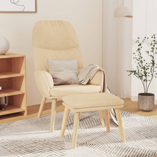 Relaxsessel mit Hocker Creme Stoff