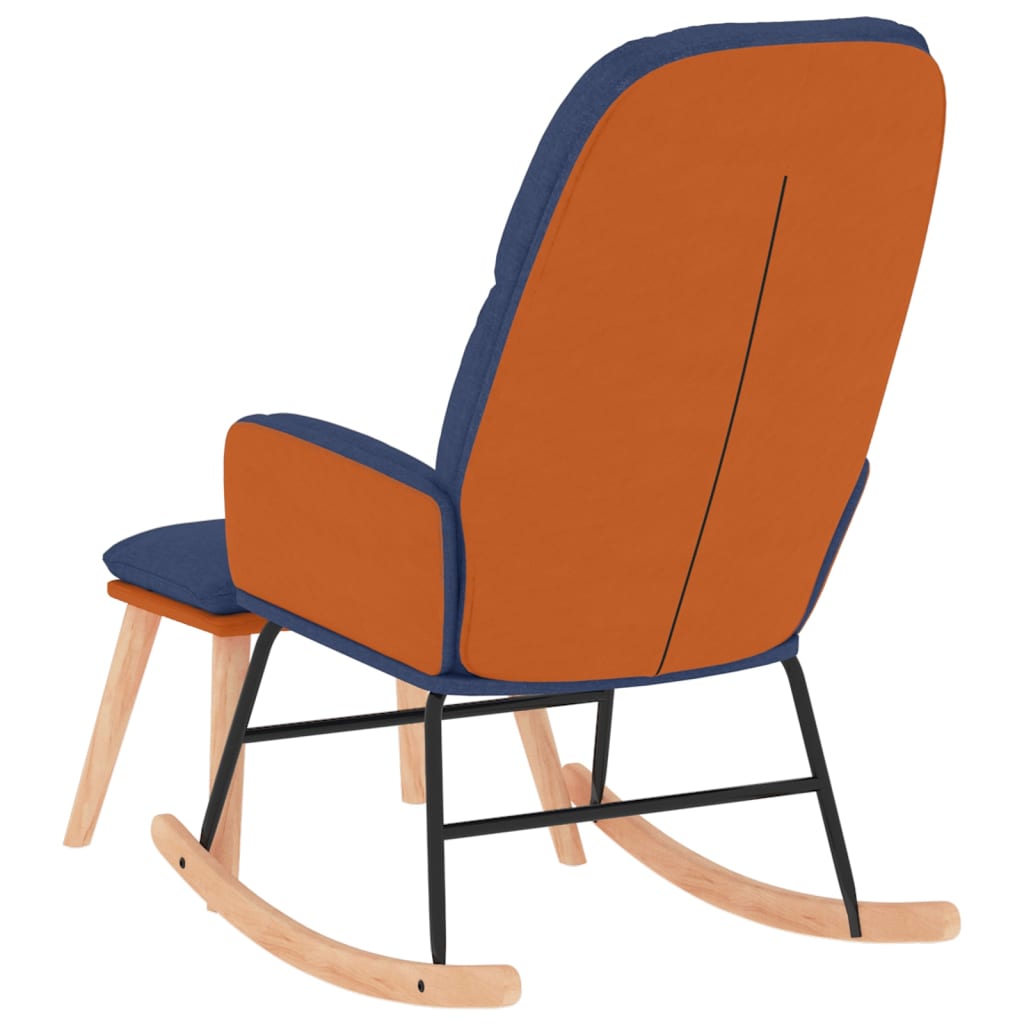 Chaise à bascule avec tabouret en tissu bleu
