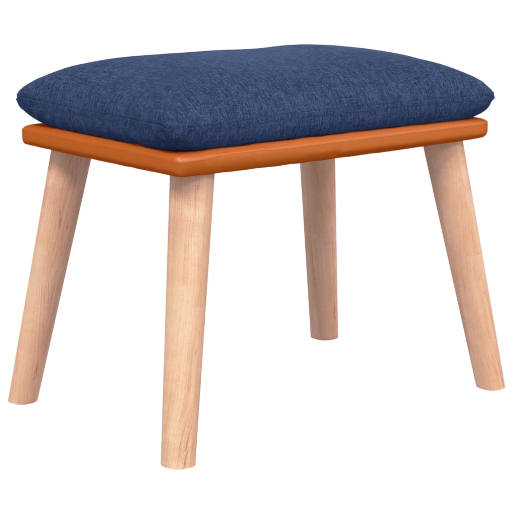 Chaise à bascule avec tabouret en tissu bleu
