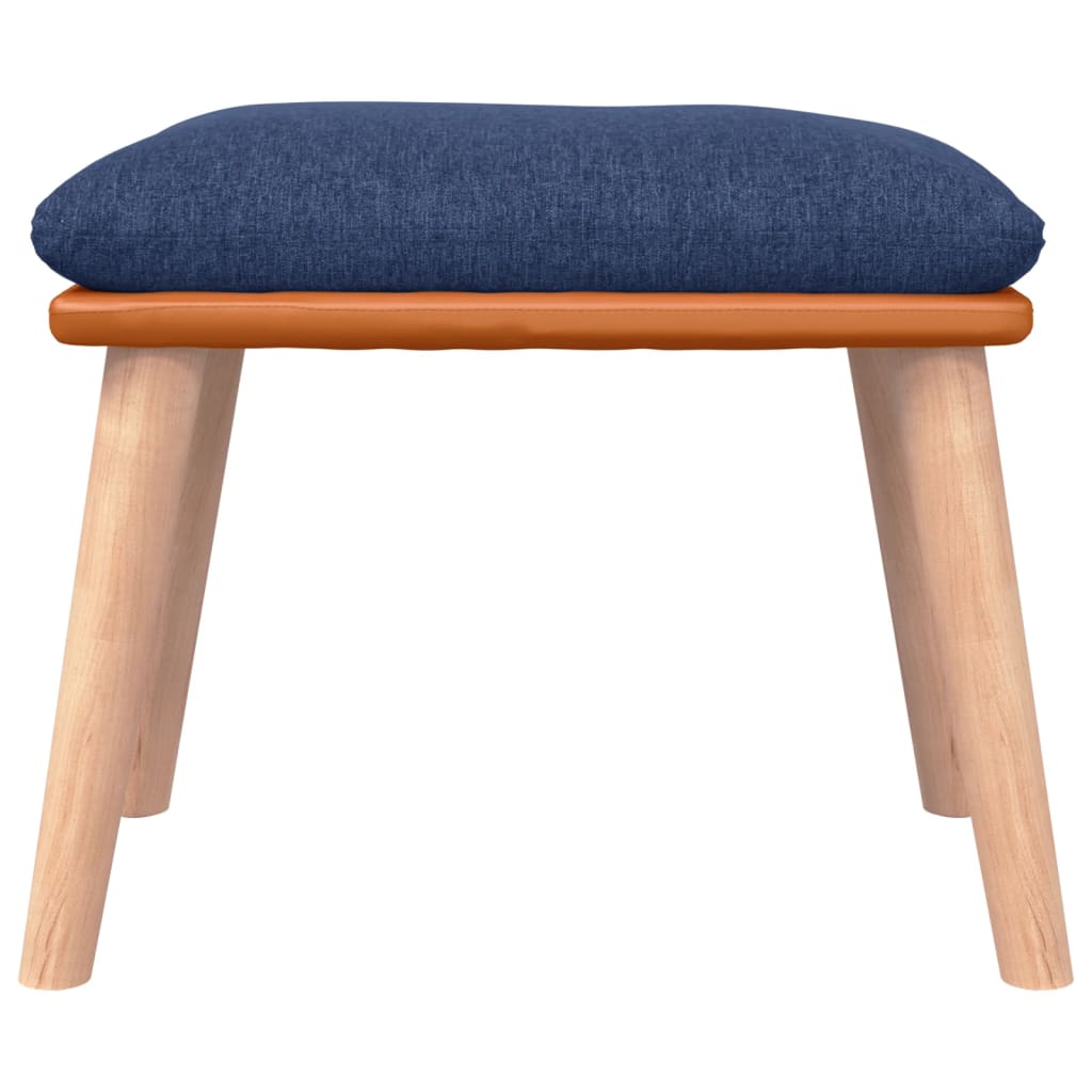 Chaise à bascule avec tabouret en tissu bleu