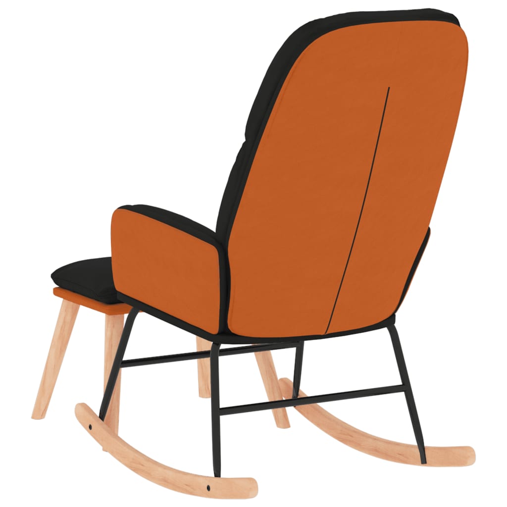 Chaise à bascule avec tabouret en tissu noir