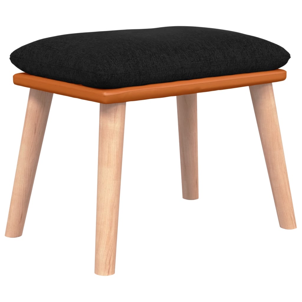 Chaise à bascule avec tabouret en tissu noir