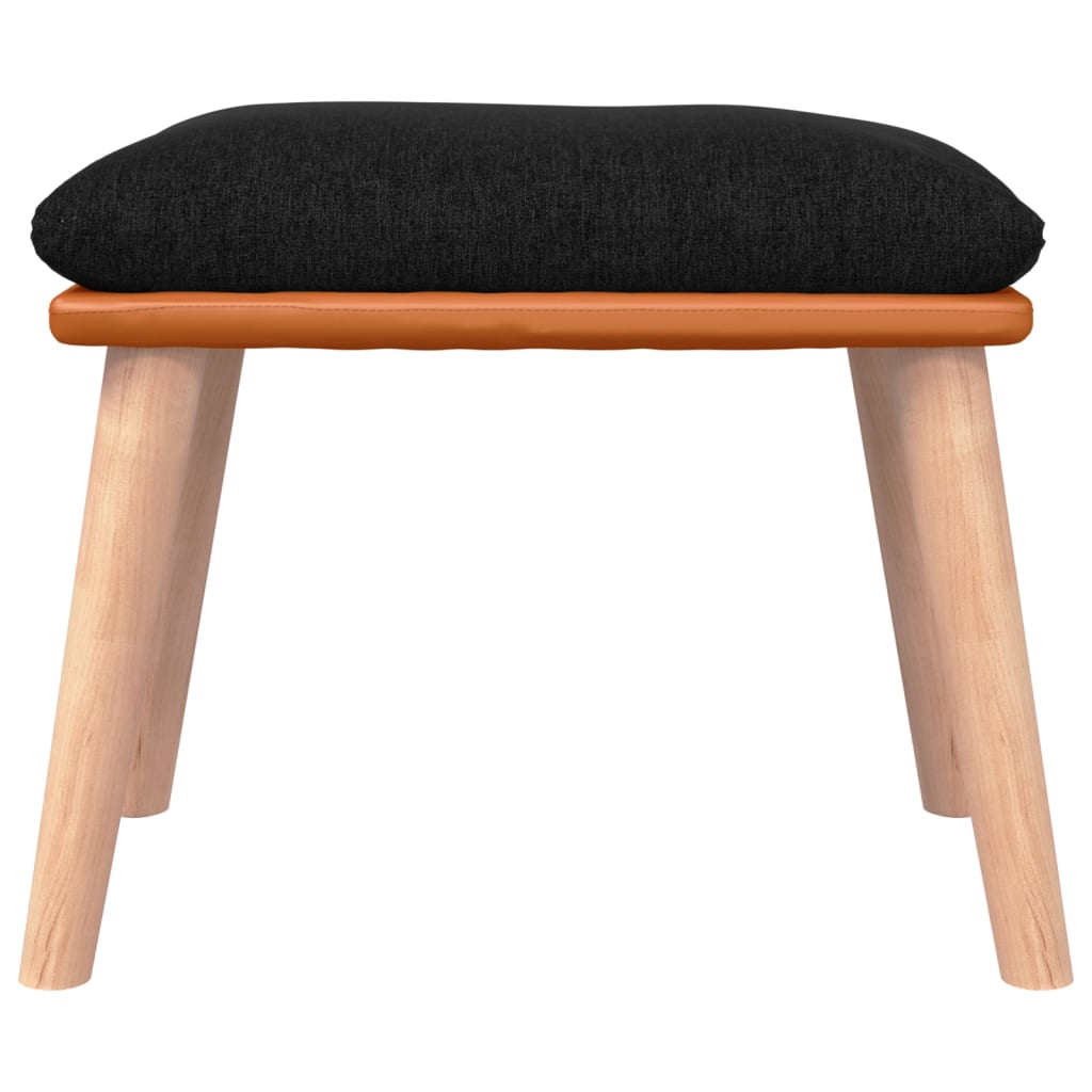Chaise à bascule avec tabouret en tissu noir