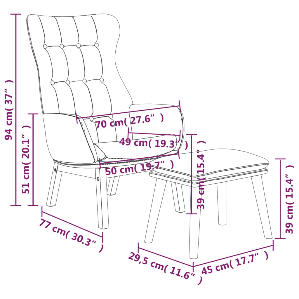 Relaxsessel mit Hocker Blau Stoff