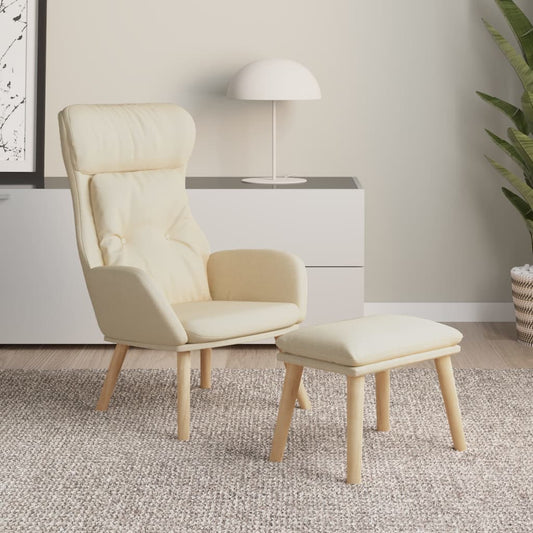 Relaxsessel mit Hocker Creme Stoff