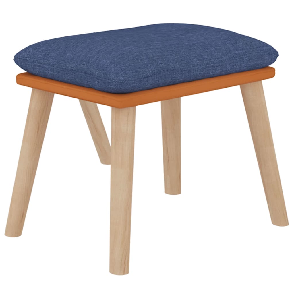 Fauteuil relax avec tabouret en similicuir bleu et tissu