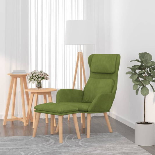 Relaxsessel mit Hocker Hellgrün Samt