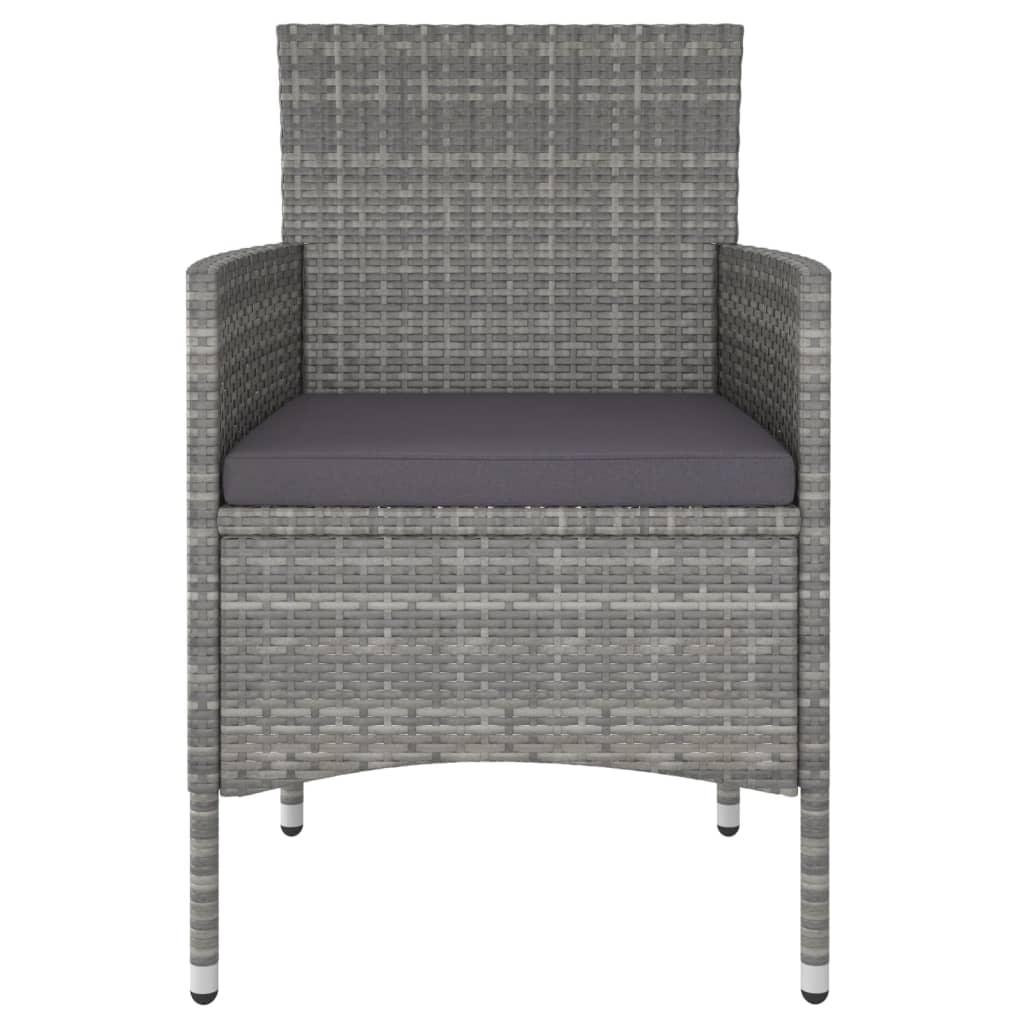 3-tlg. Garten-Essgruppe Poly Rattan Grau