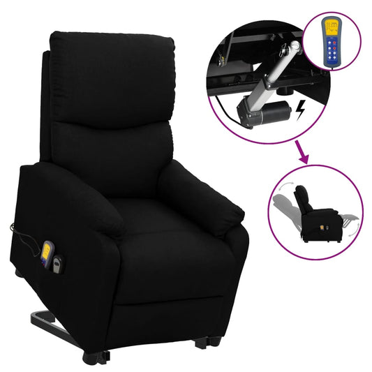 Massagesessel mit Aufstehhilfe Schwarz Stoff