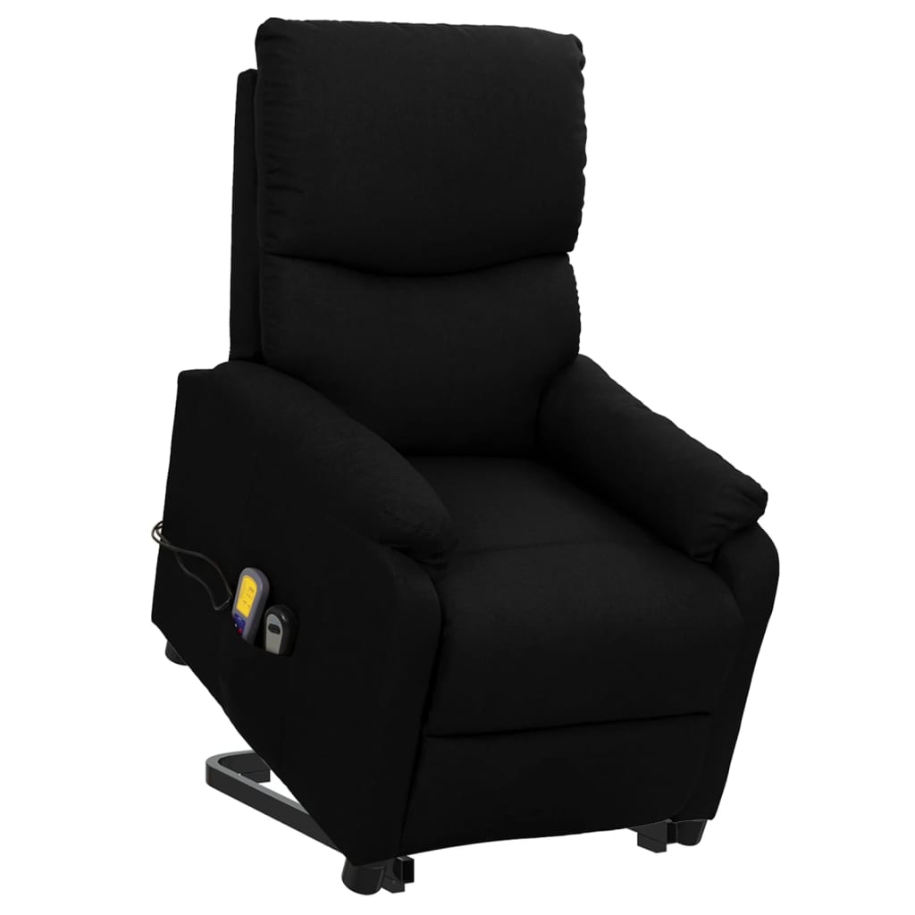 Massagesessel mit Aufstehhilfe Schwarz Stoff