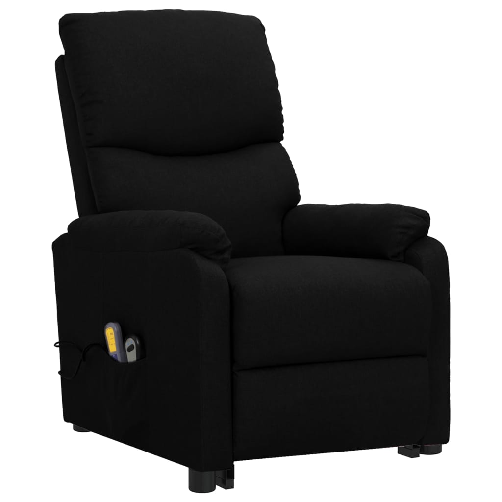 Massagesessel mit Aufstehhilfe Schwarz Stoff