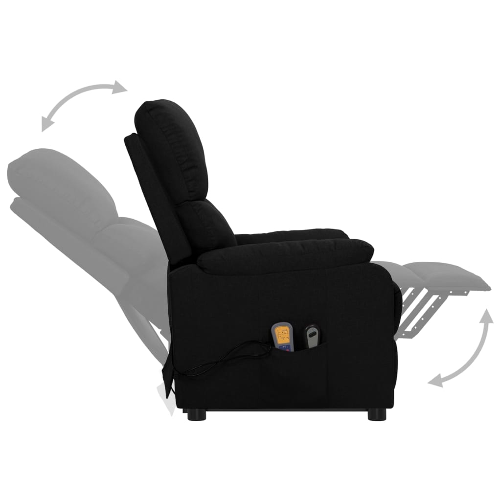 Massagesessel mit Aufstehhilfe Schwarz Stoff