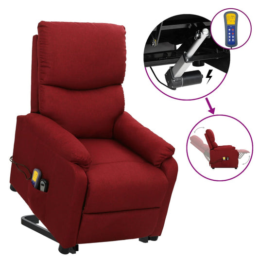 Massagesessel mit Aufstehhilfe Weinrot Stoff