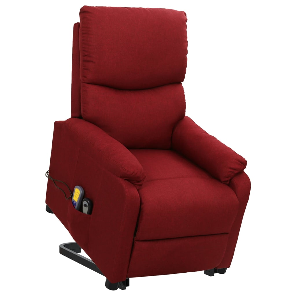 Massagesessel mit Aufstehhilfe Weinrot Stoff