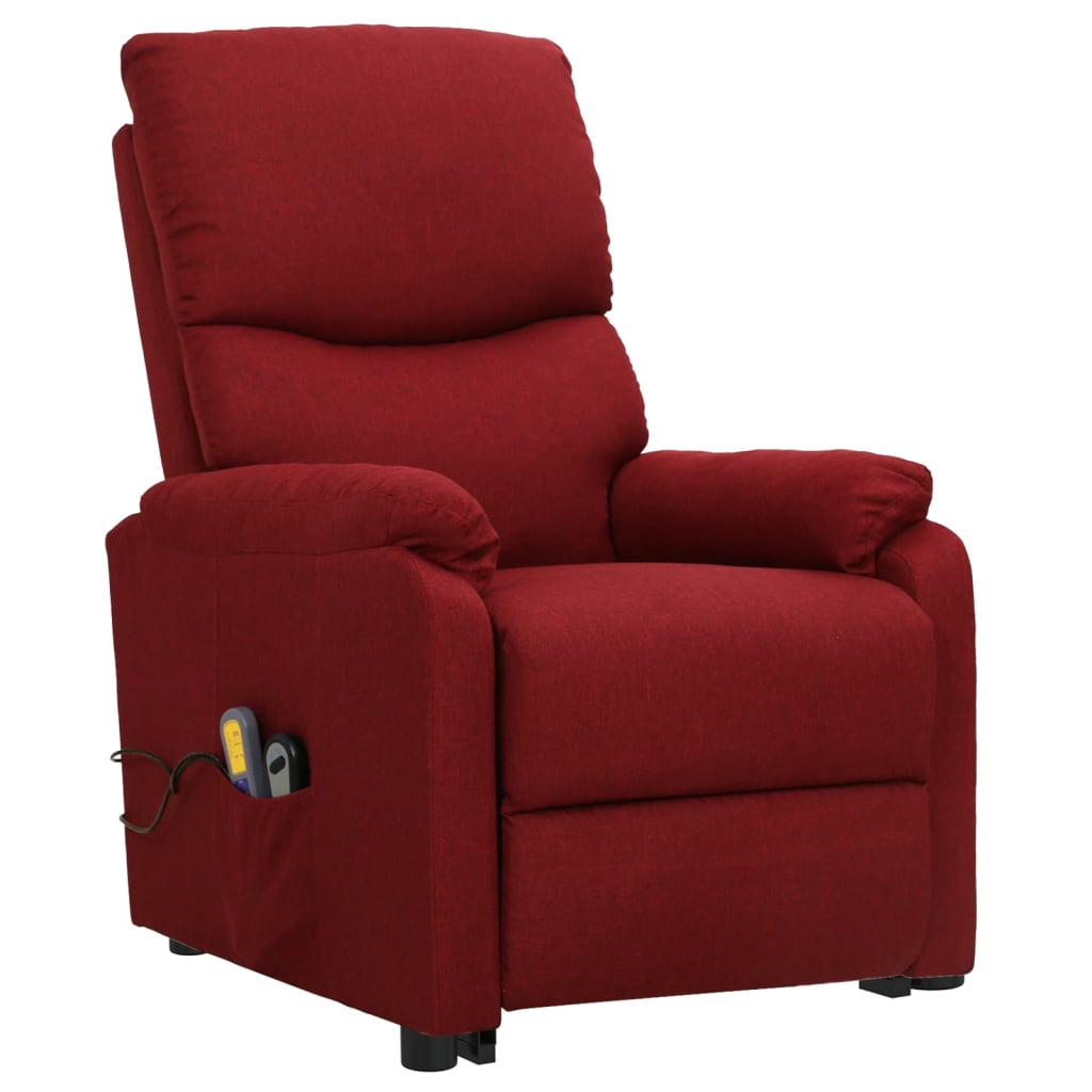 Massagesessel mit Aufstehhilfe Weinrot Stoff