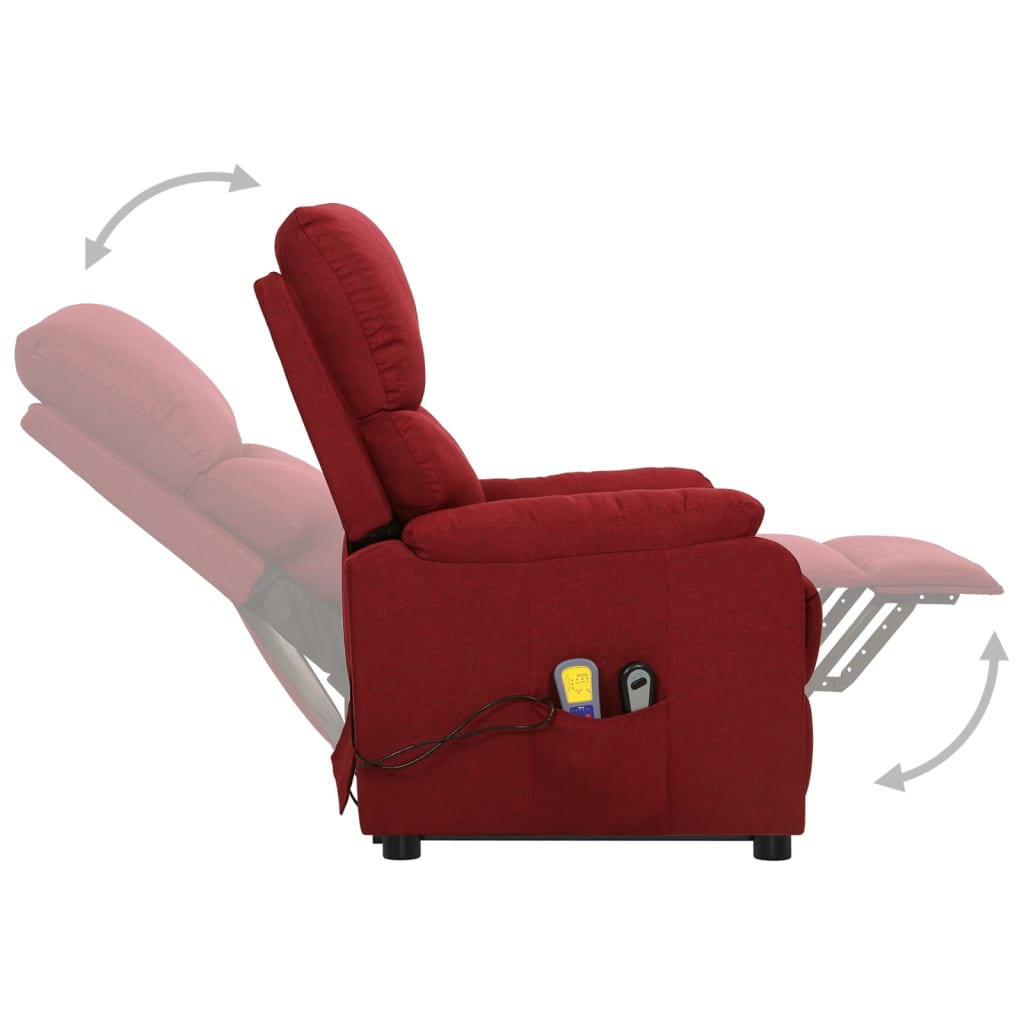 Massagesessel mit Aufstehhilfe Weinrot Stoff