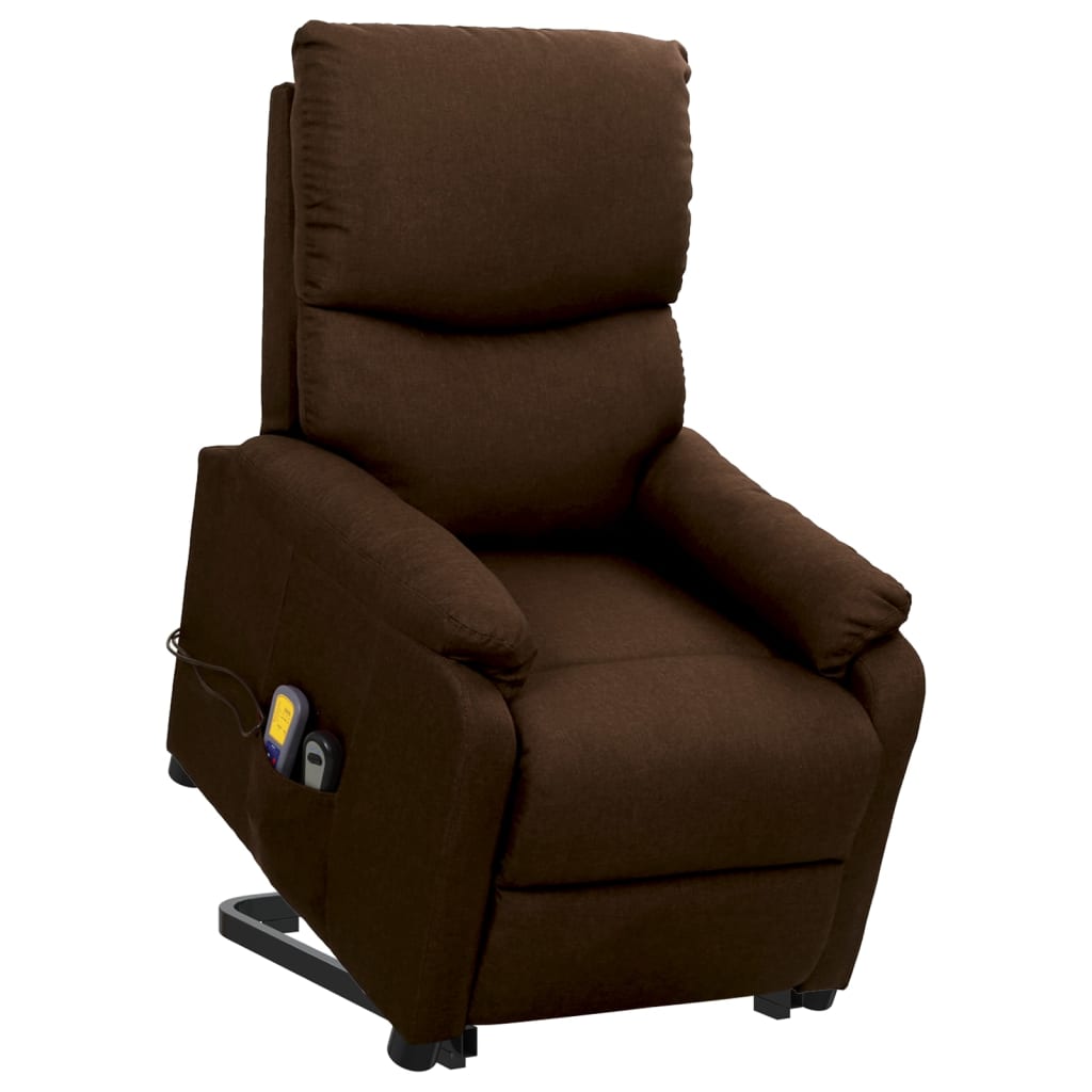 Massagesessel mit Aufstehhilfe Dunkelbraun Stoff