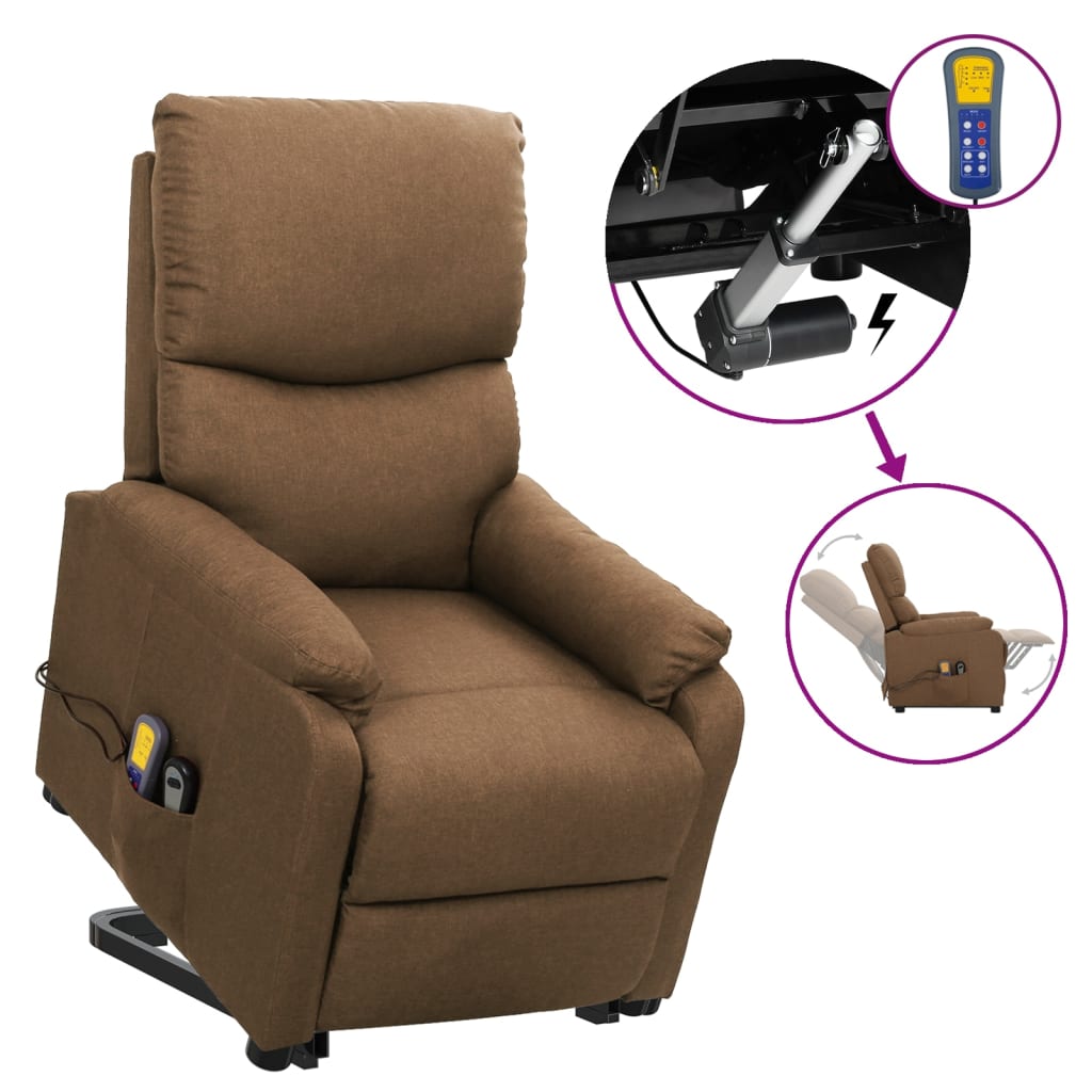 Massagesessel mit Aufstehhilfe Taupe Stoff