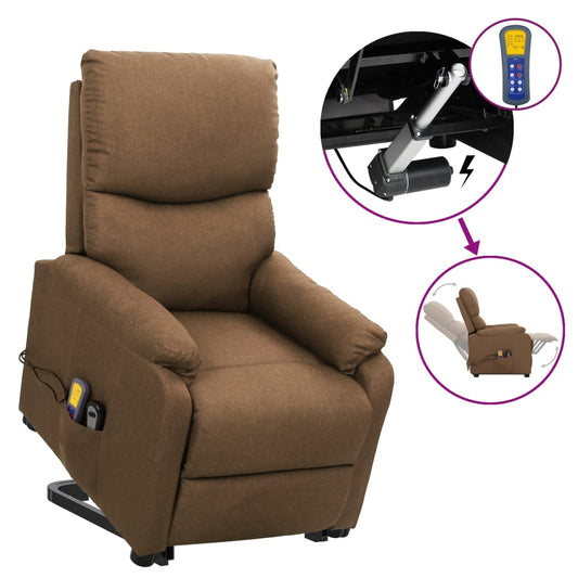 Massagesessel mit Aufstehhilfe Taupe Stoff