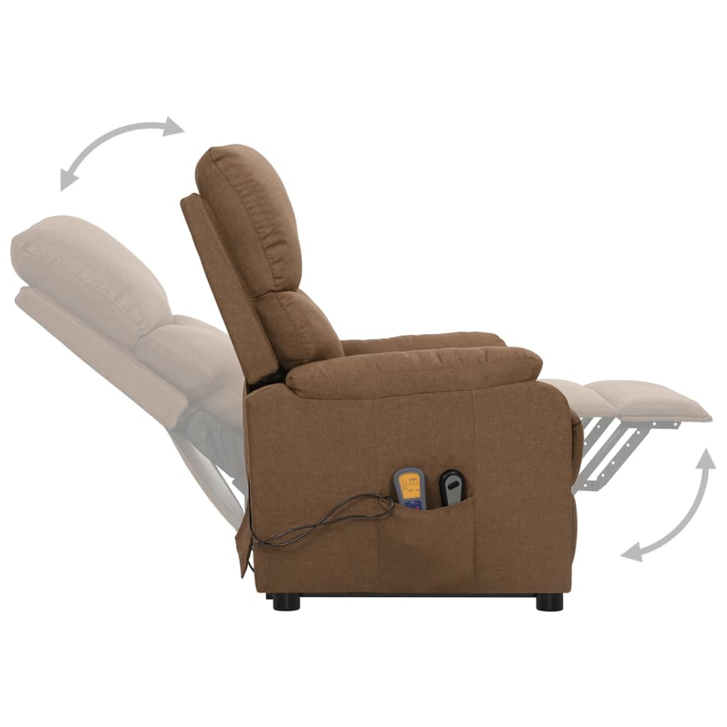 Massagesessel mit Aufstehhilfe Taupe Stoff