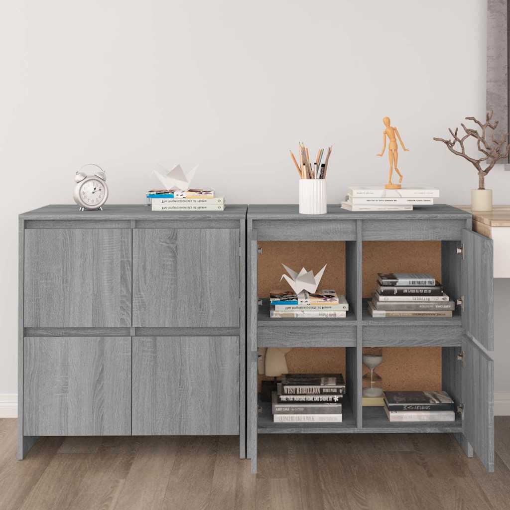 Sideboards 2 Stk. Grau Sonoma 70x41x75 cm Holzwerkstoff