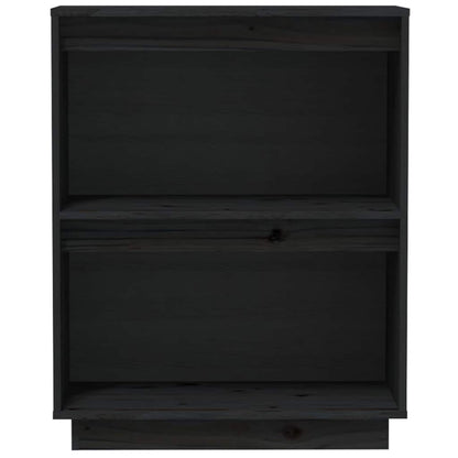 Beistellschrank Schwarz 60x34x75 cm Massivholz Kiefer