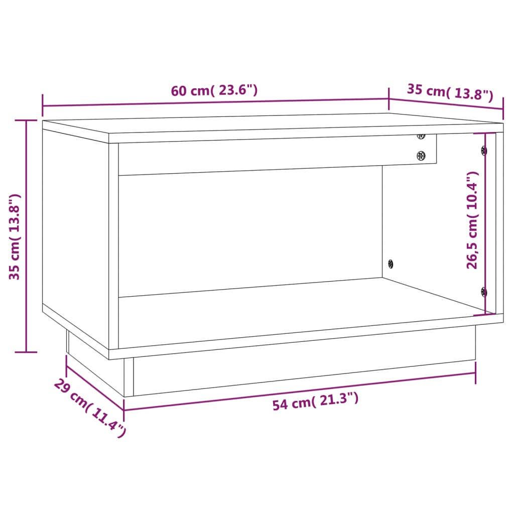 TV-Schrank 60x35x35 cm Massivholz Kiefer