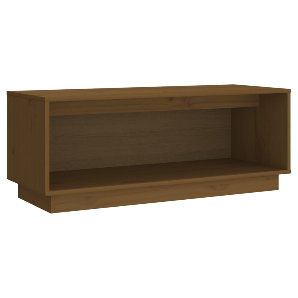 Meuble TV marron miel 90x35x35 cm en bois de pin massif