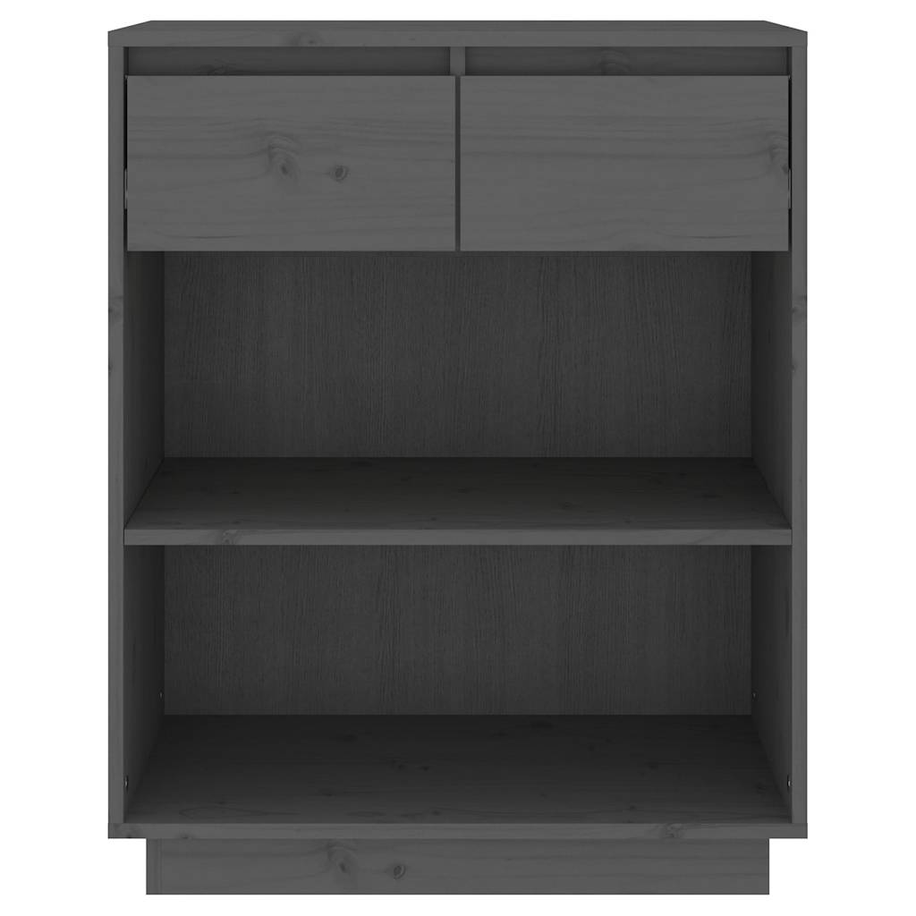 Beistellschrank Grau 60x34x75 cm Massivholz Kiefer