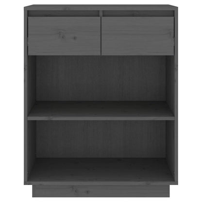 Beistellschrank Grau 60x34x75 cm Massivholz Kiefer