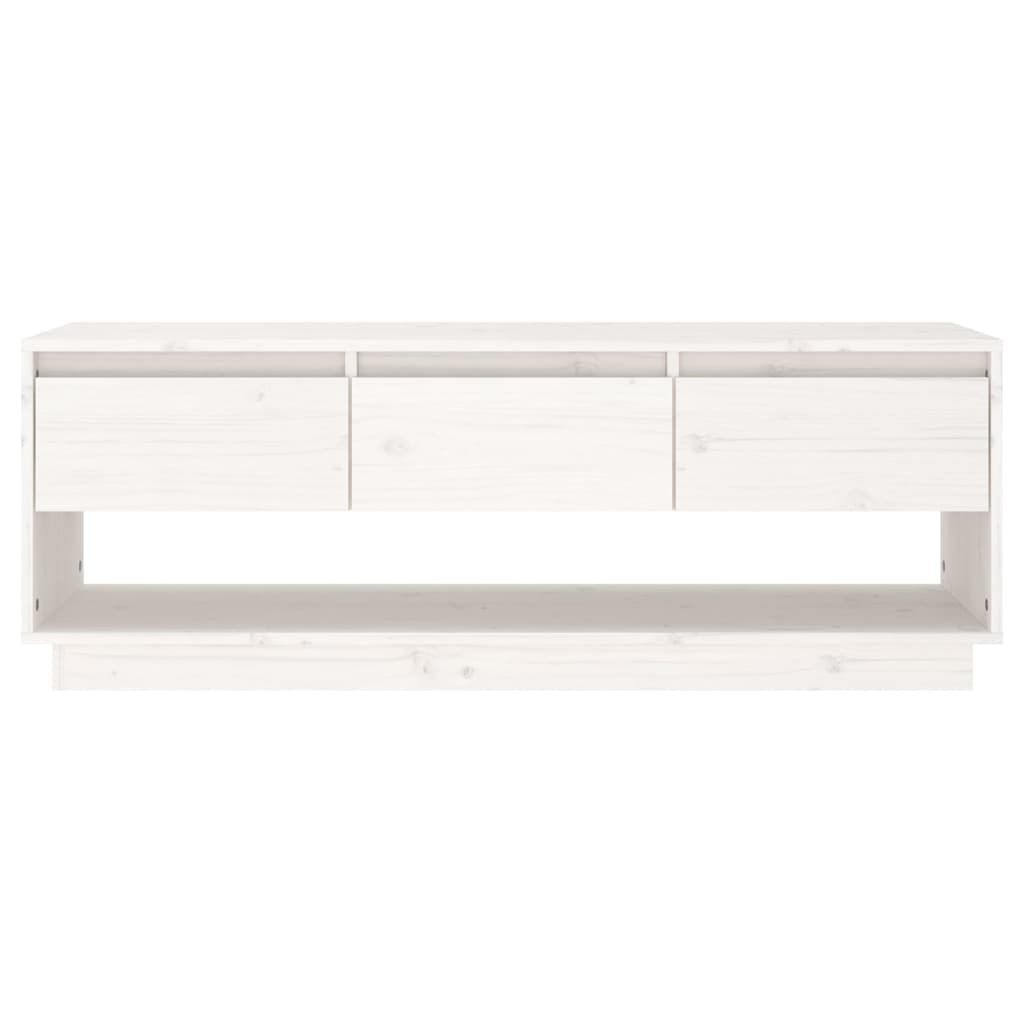 Meuble TV blanc 110,5x34x40 cm en bois de pin massif
