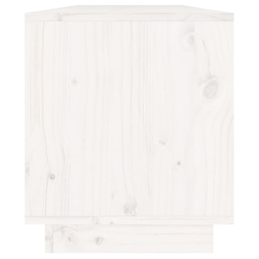 Meuble TV blanc 110,5x34x40 cm en bois de pin massif