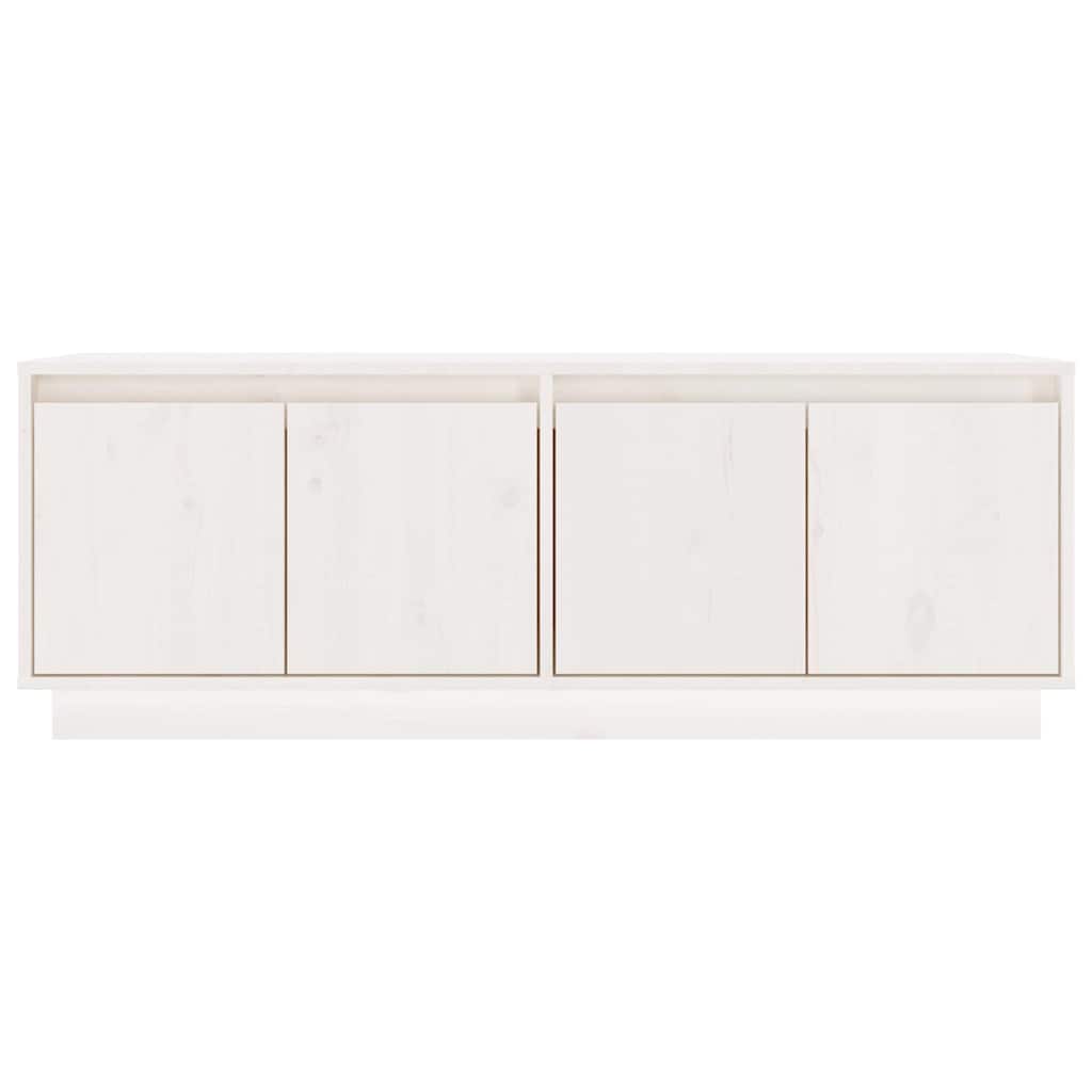 TV-Schrank Weiß 110x34x40 cm Massivholz Kiefer